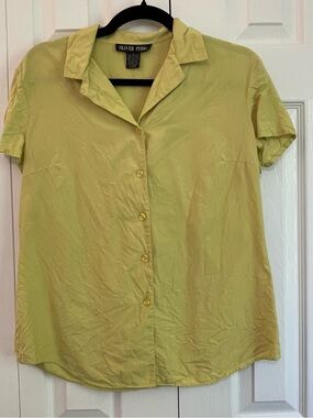 Vintage Oliver Perry Silk Button-Up Blouse Size Small 90’s Minimalist Size L